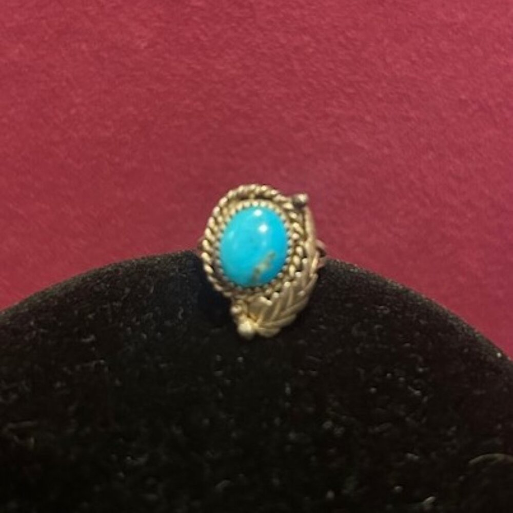 925 Silver Turquoise Feather Shadow Box RING - Picture 6 of 9